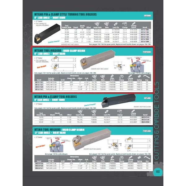 MTGNR 164D Turning Tool Holder New Rigid Clamp Design